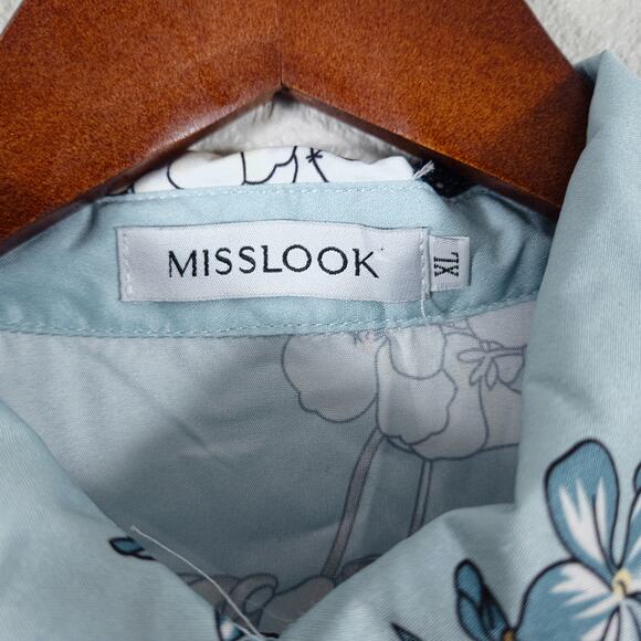 Misslook Maxi Dress Floral Blue Button Down Size XL Cottagecore - Picture 12 of 12